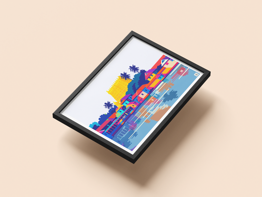 Sree Padmanabhaswamy Temple View – Vibrant Digital Art Print